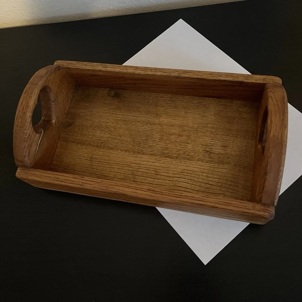 Vintage Handcrafted Wooden Heart Cutout Tray Organizer Country Farmhouse Cottage